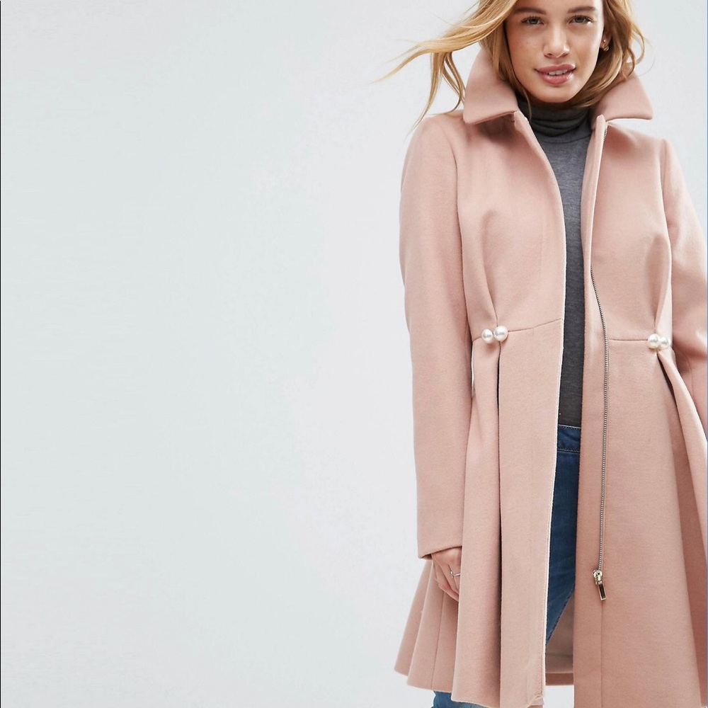 Asos Pearl Dusty Pink Skater Coat